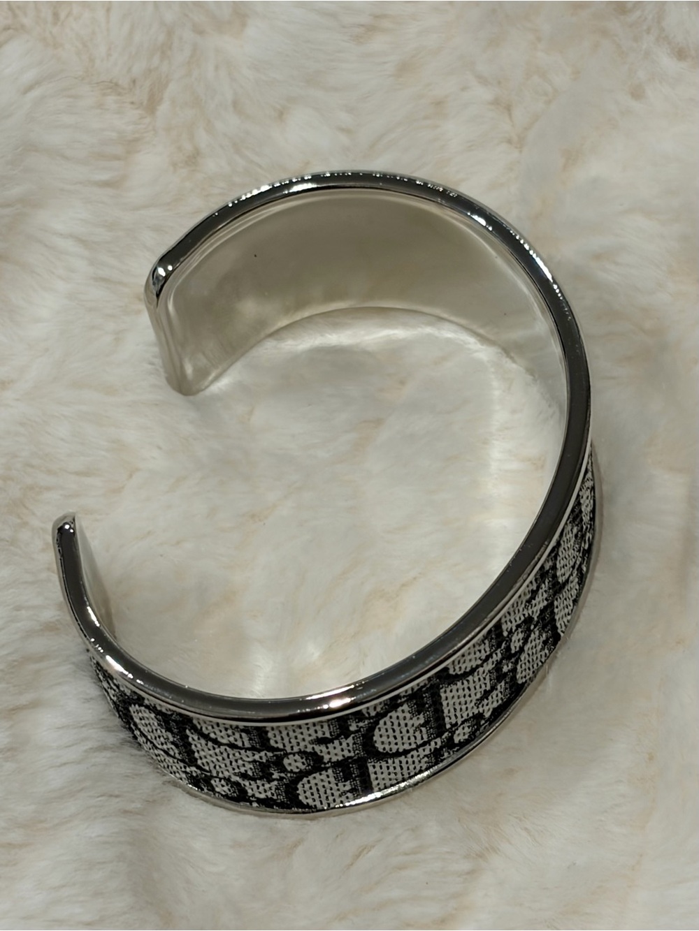 Dior Monogram Pattern Black and White Men's/ Women’s Cuff Bracelet - Picture 4 of 4